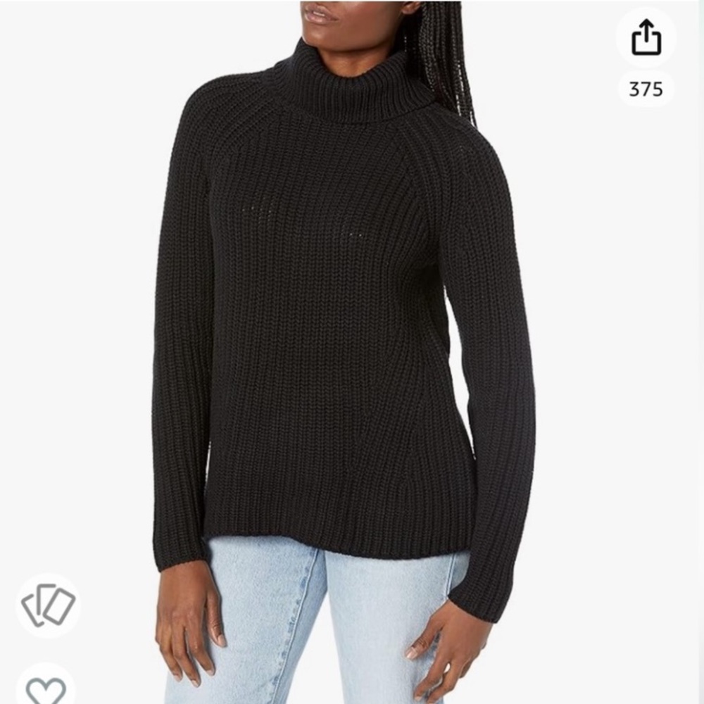 Goodthreads Cable Knit Shaker Stitch Mock Neck Sweater LS Casual Black Size L